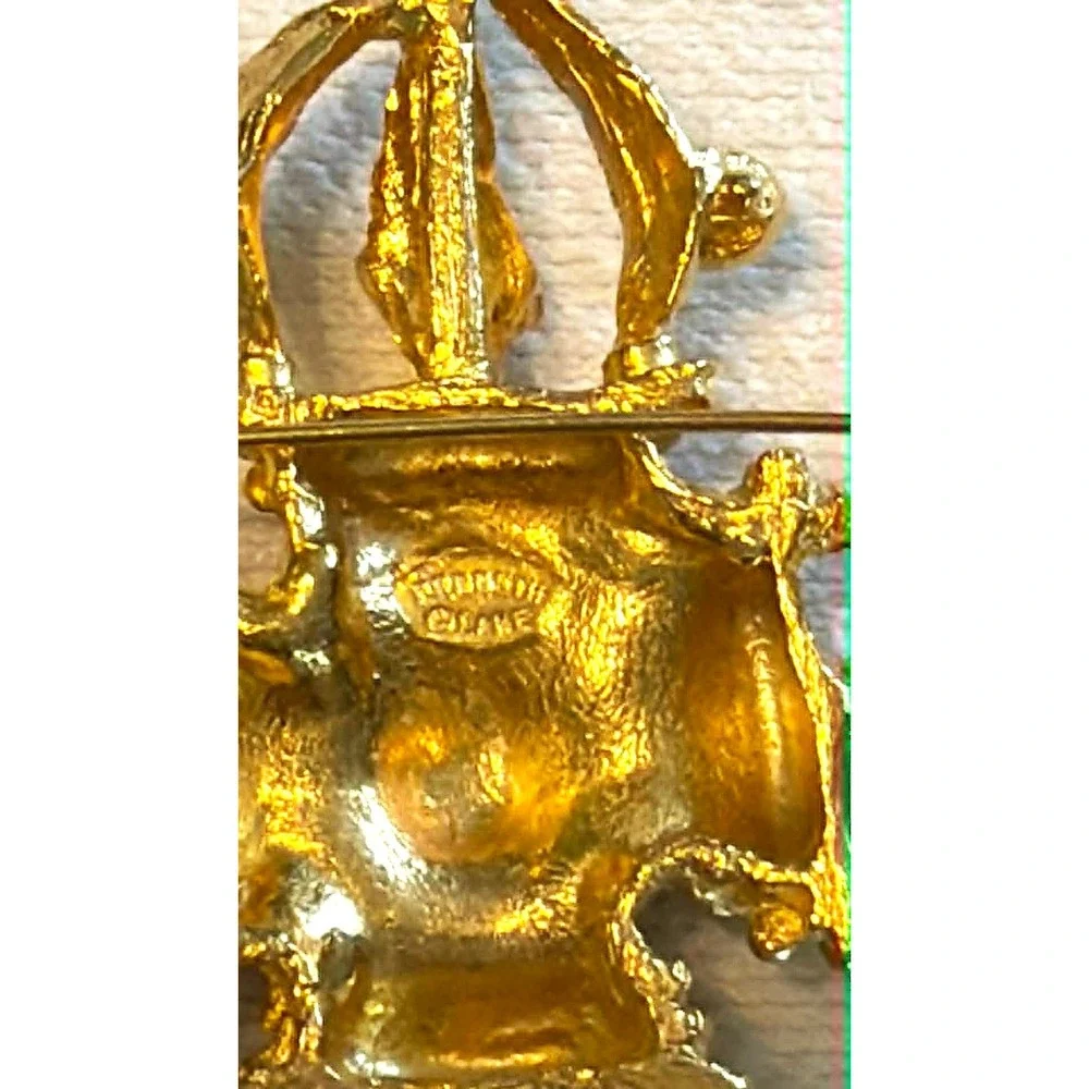 Vintage Kenneth Jay Lane KJL Double Vajra Vishvavajra Gold Tone Buddhist Brooch